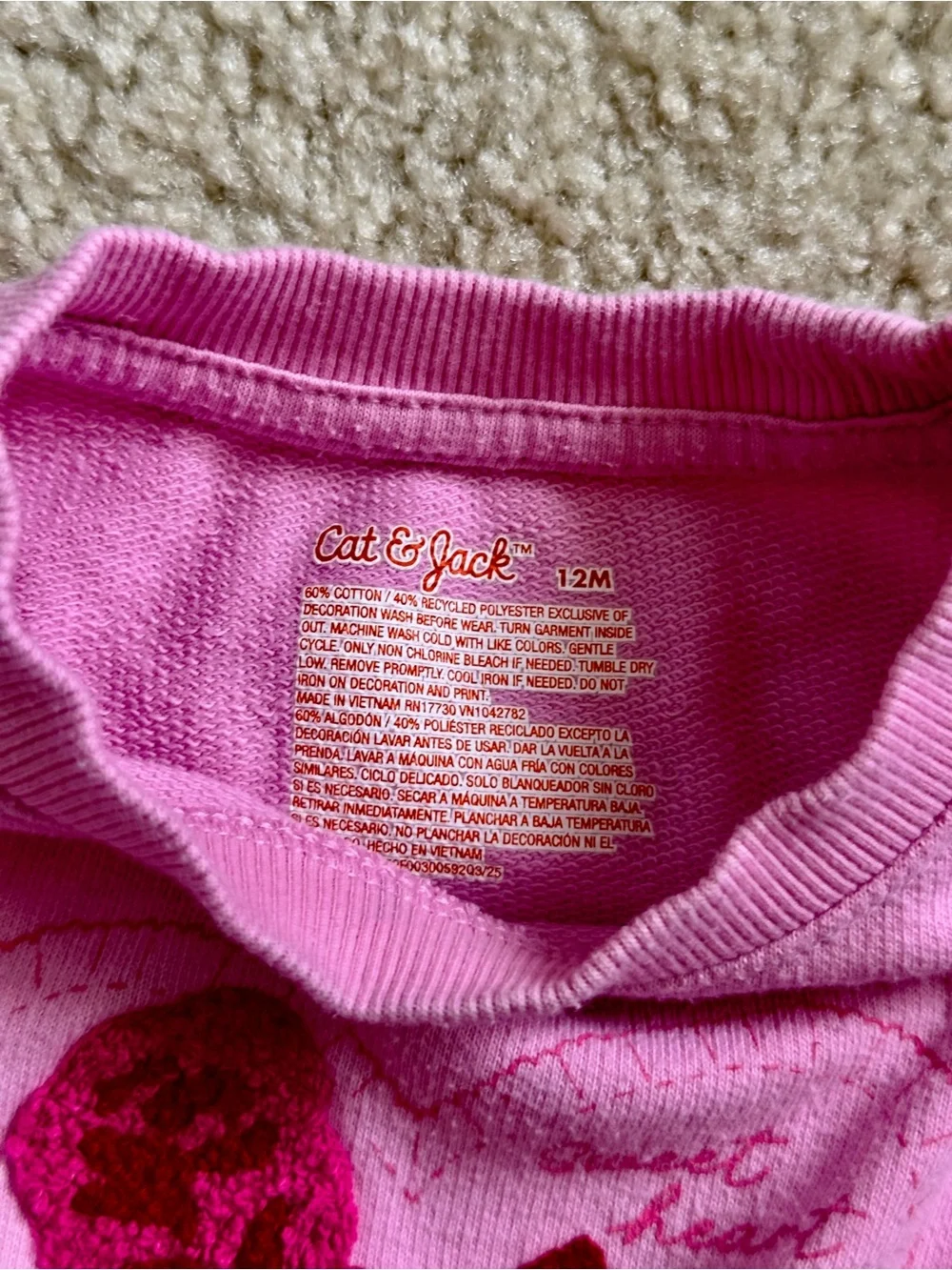 Cat & Jack Pink Ruffle Sweatshirt with White Rose-Print Leggings